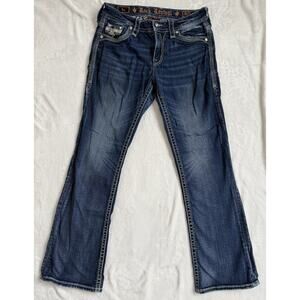 Rock Revival Yui Boot Cut Womens Size 28 Jeans Embellish Dark Wash Denim